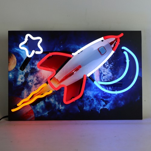 Neon sign model retro rocket - sign,