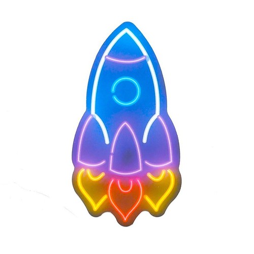 Neon rocket ship vinyl - rocket, sticker