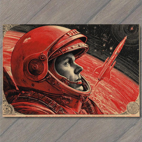 Art print retro space - print,