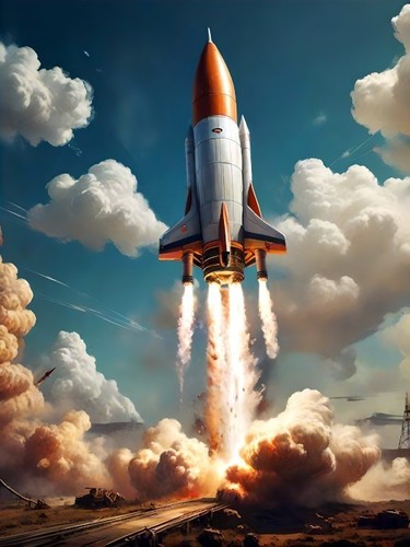 Retro rocket ship - retro,